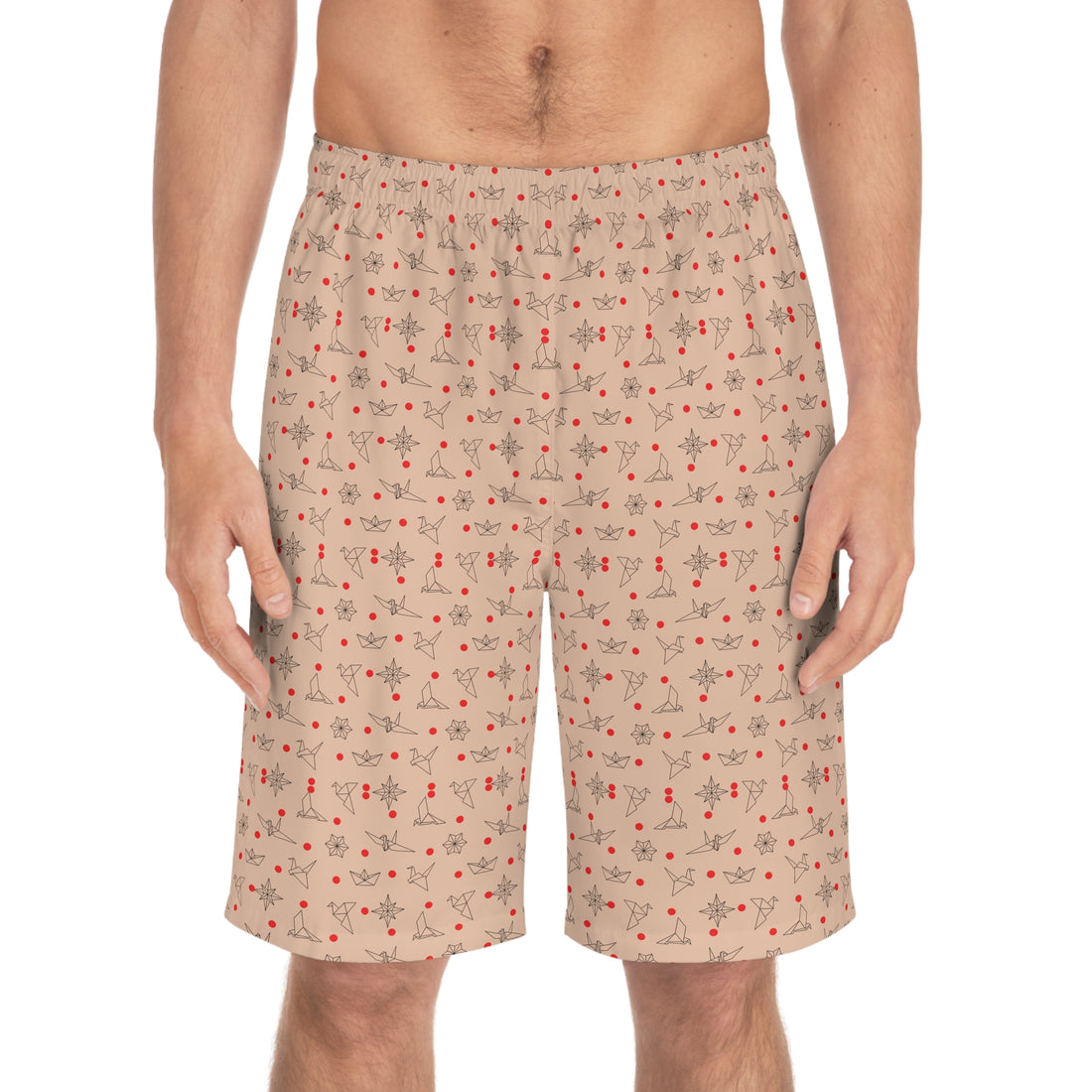 Nude Origami Men's Board Shorts (AOP)