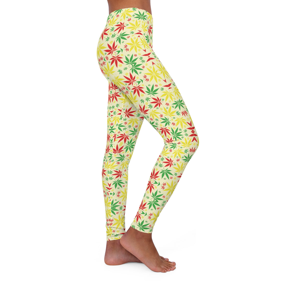 Cream Tropical Rasta Toned Spandex Leggings