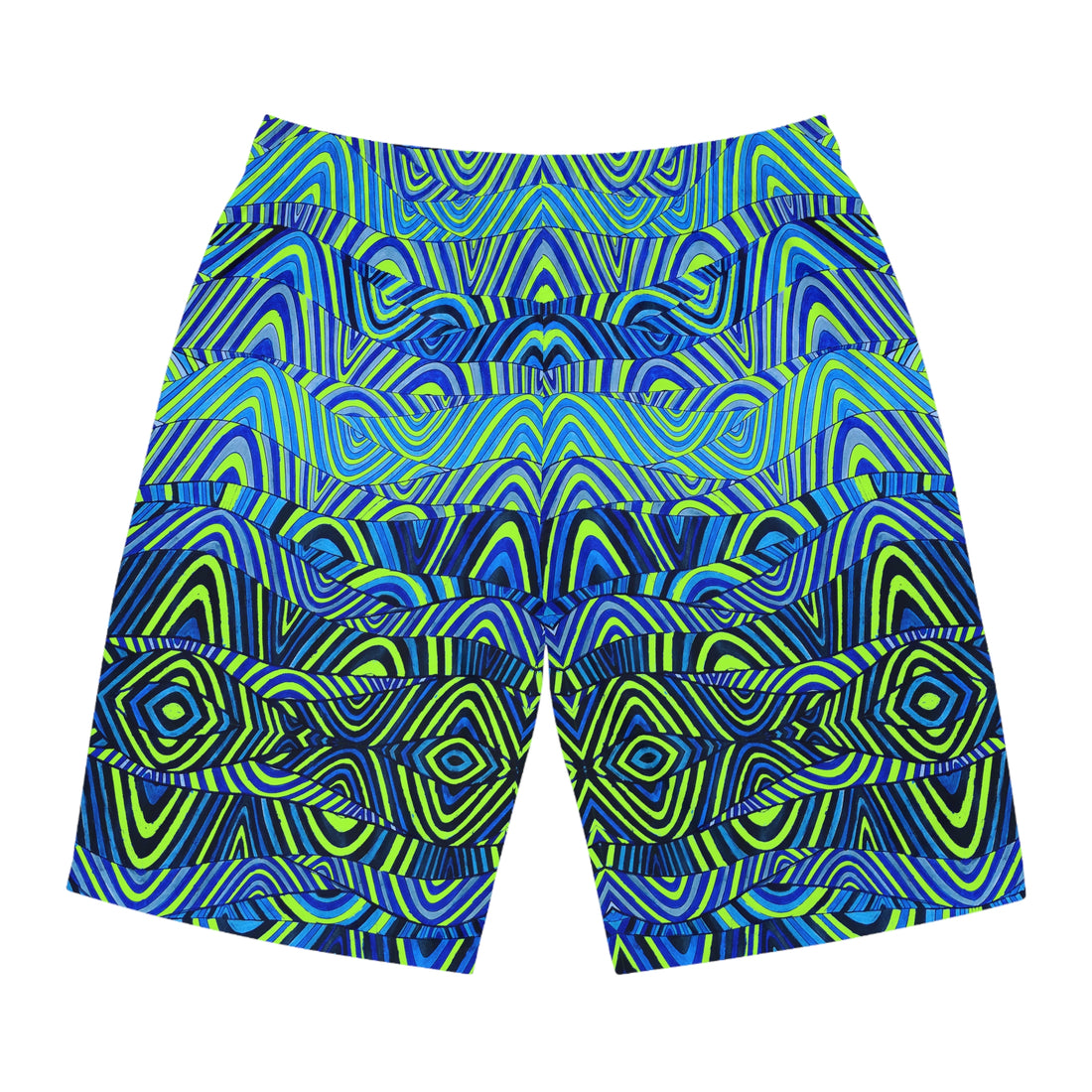 Lime Green Sonic Print Men's Board Shorts (AOP)