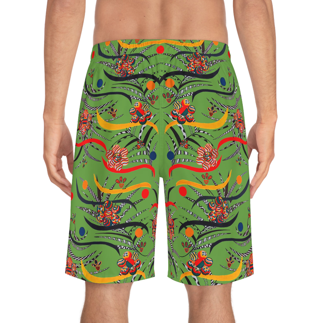 Olive Wilderness Print Men's Board Shorts (AOP)