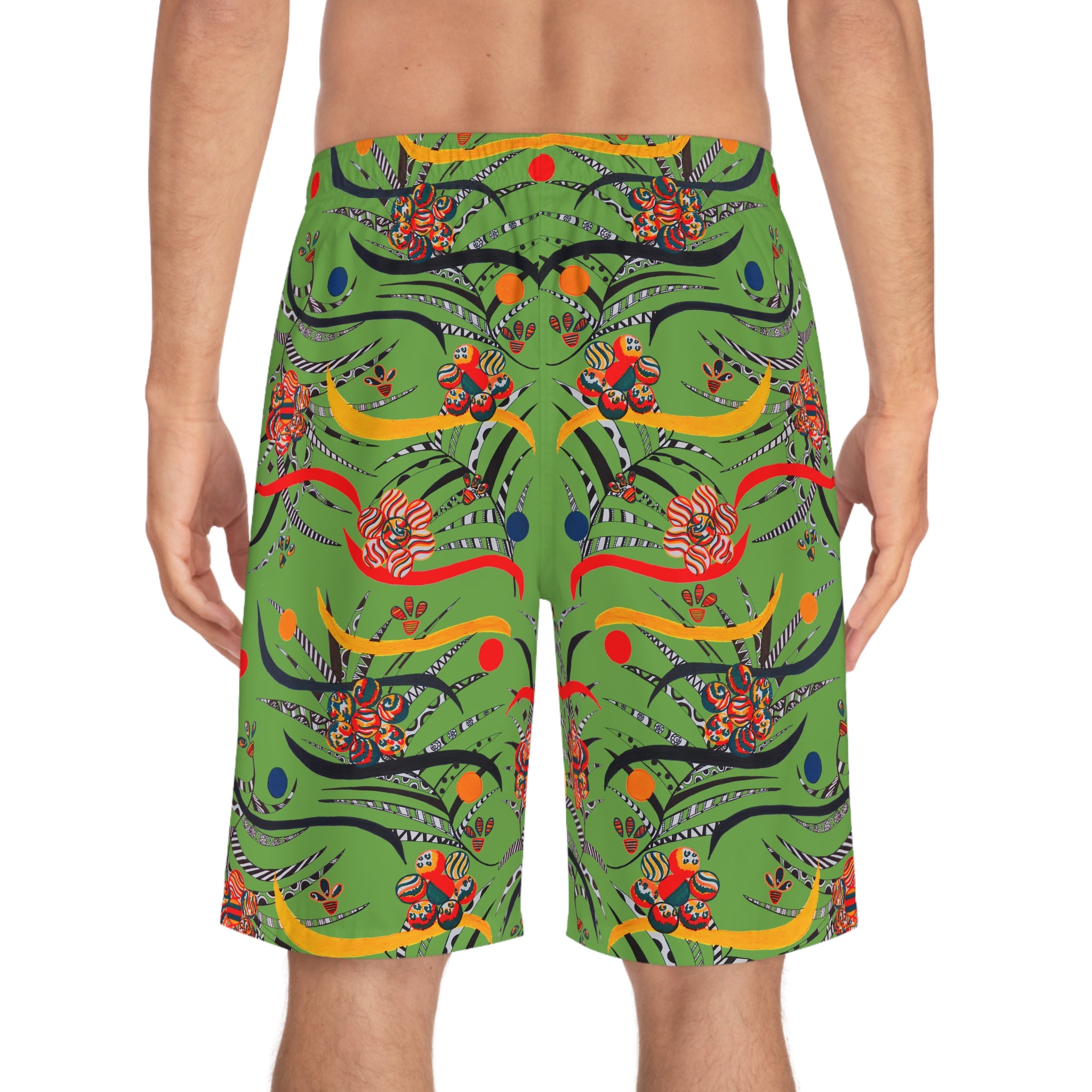 Olive Wilderness Print Men's Board Shorts (AOP)
