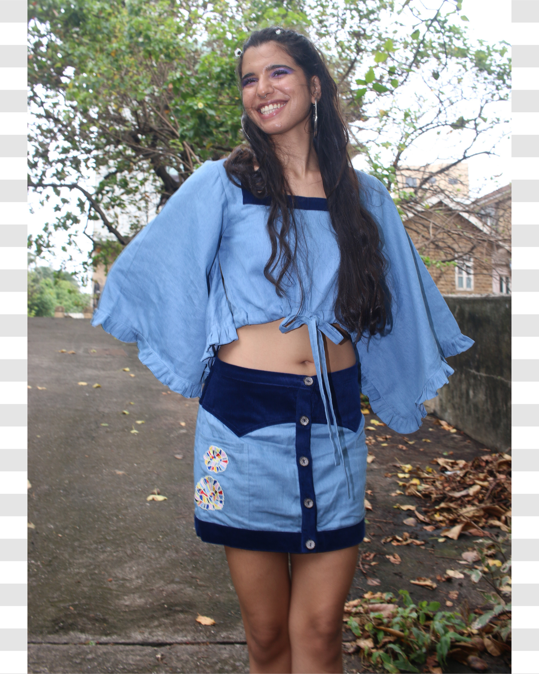 Premium Ethical Cotton Denim Machine Embroidered Co-ord Set