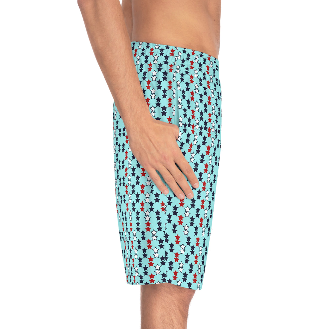 Icy Blue Star Print Men's Board Shorts (AOP)