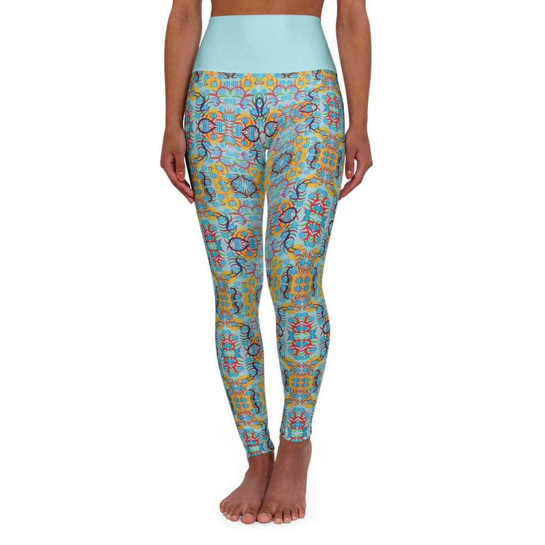 Icy Blue Sunflower Yoga Leggings