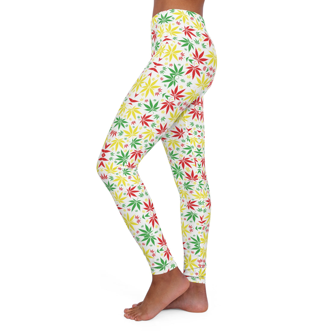 White Tropical Rasta Toned Spandex Leggings