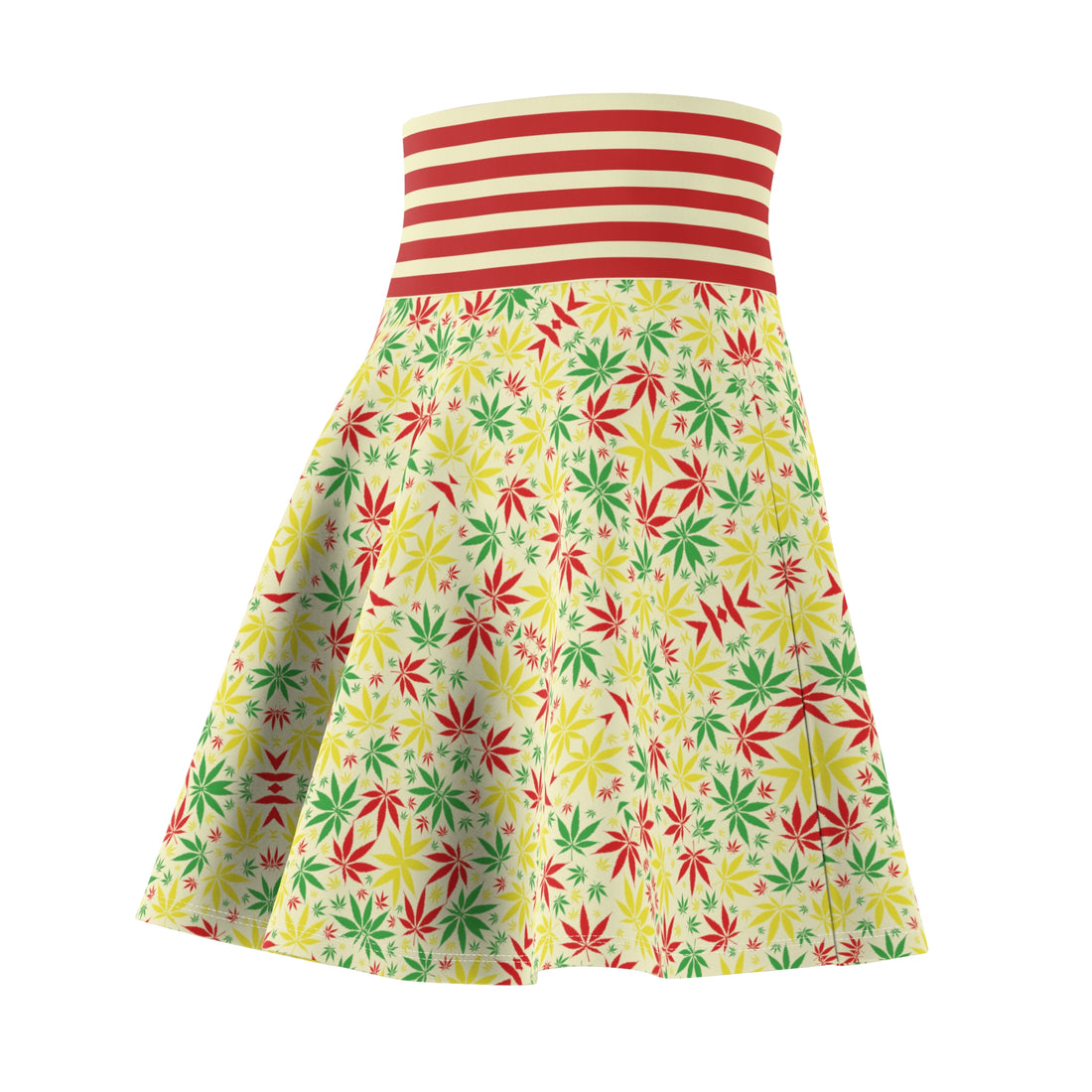 Cream Tropical Rasta Toned Skater Skirt