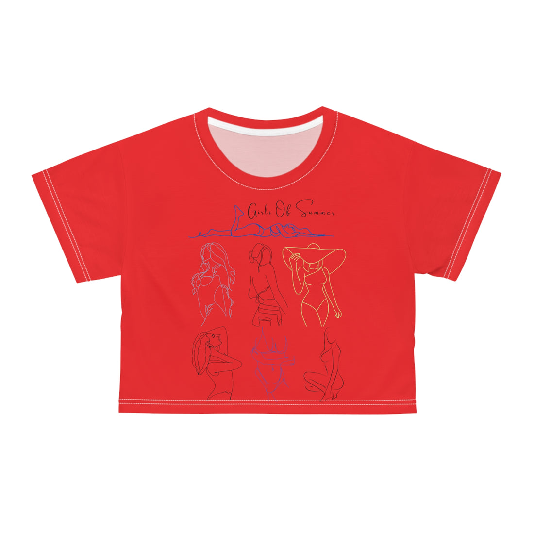 Red Girls Of Summer AOP Crop Tee