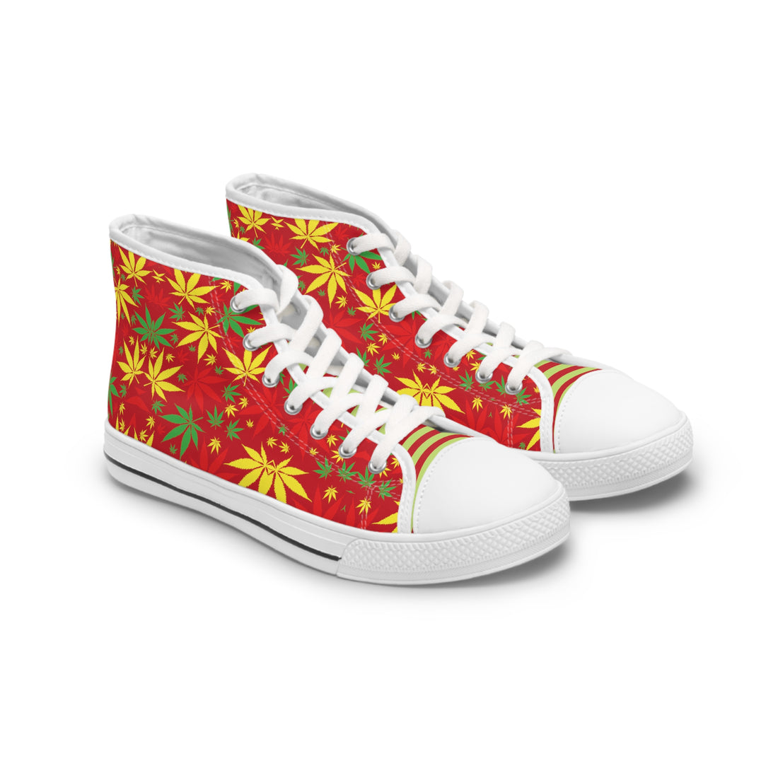 Red Tropical Rasta Toned Women's High Top Sneakers