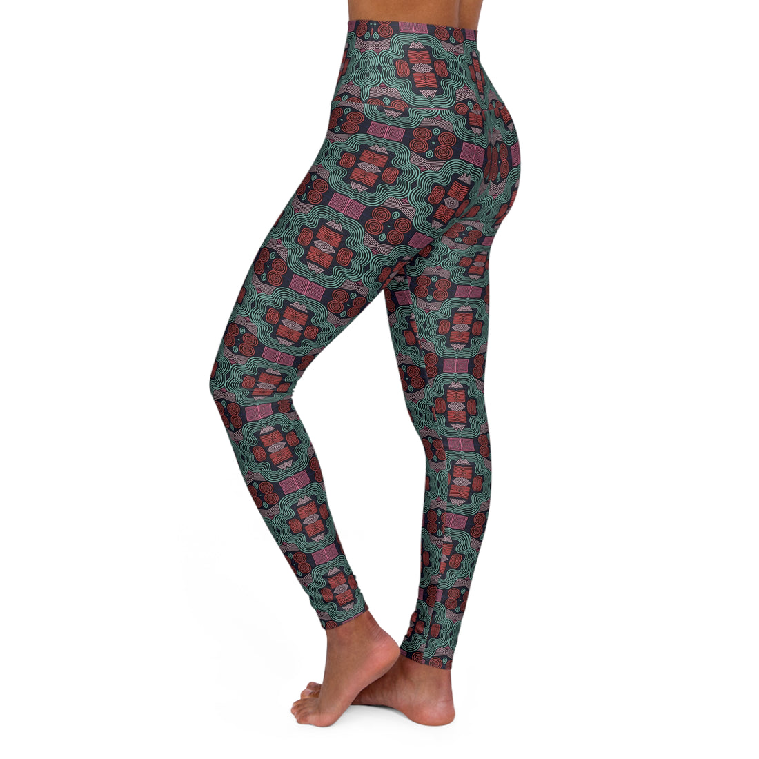 Black Geometric Print Yoga Leggings