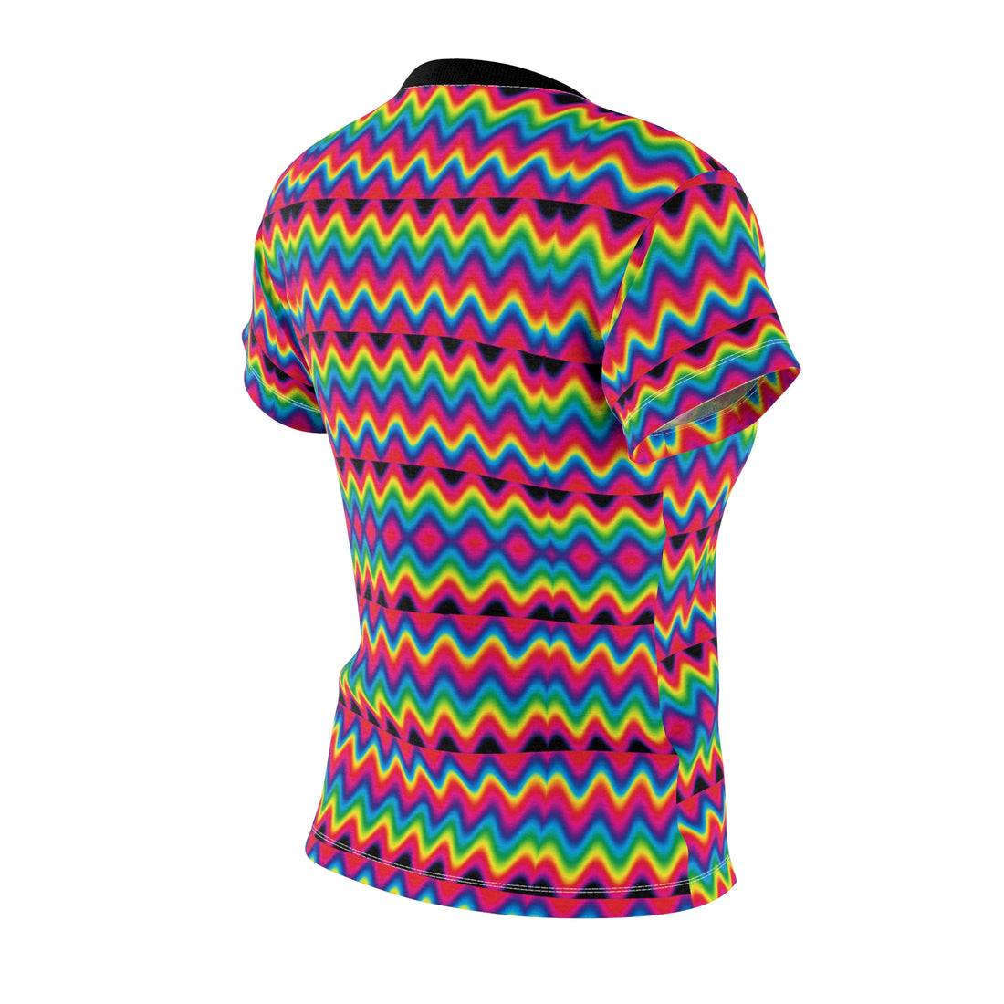 multi colour scallop print pschedelic women's cap sleeves t-shirt