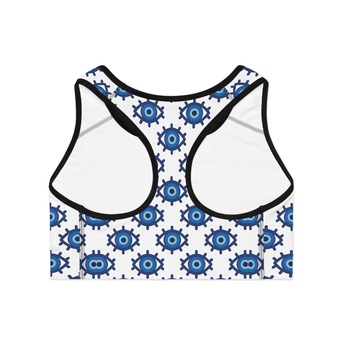 White Evil Eye (AOP) Sports Bra