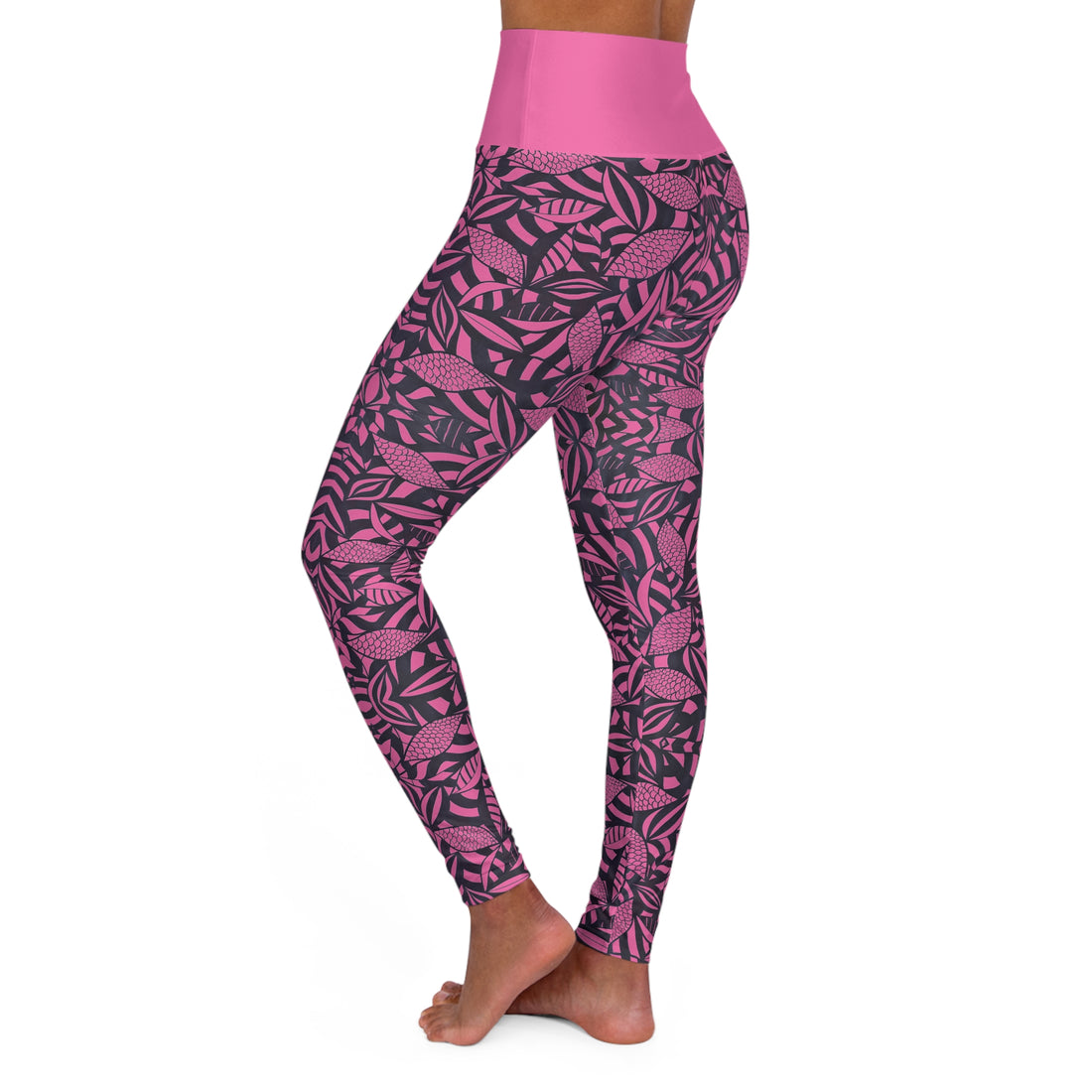 Rose Tropical Minimalist Yoga Leggings