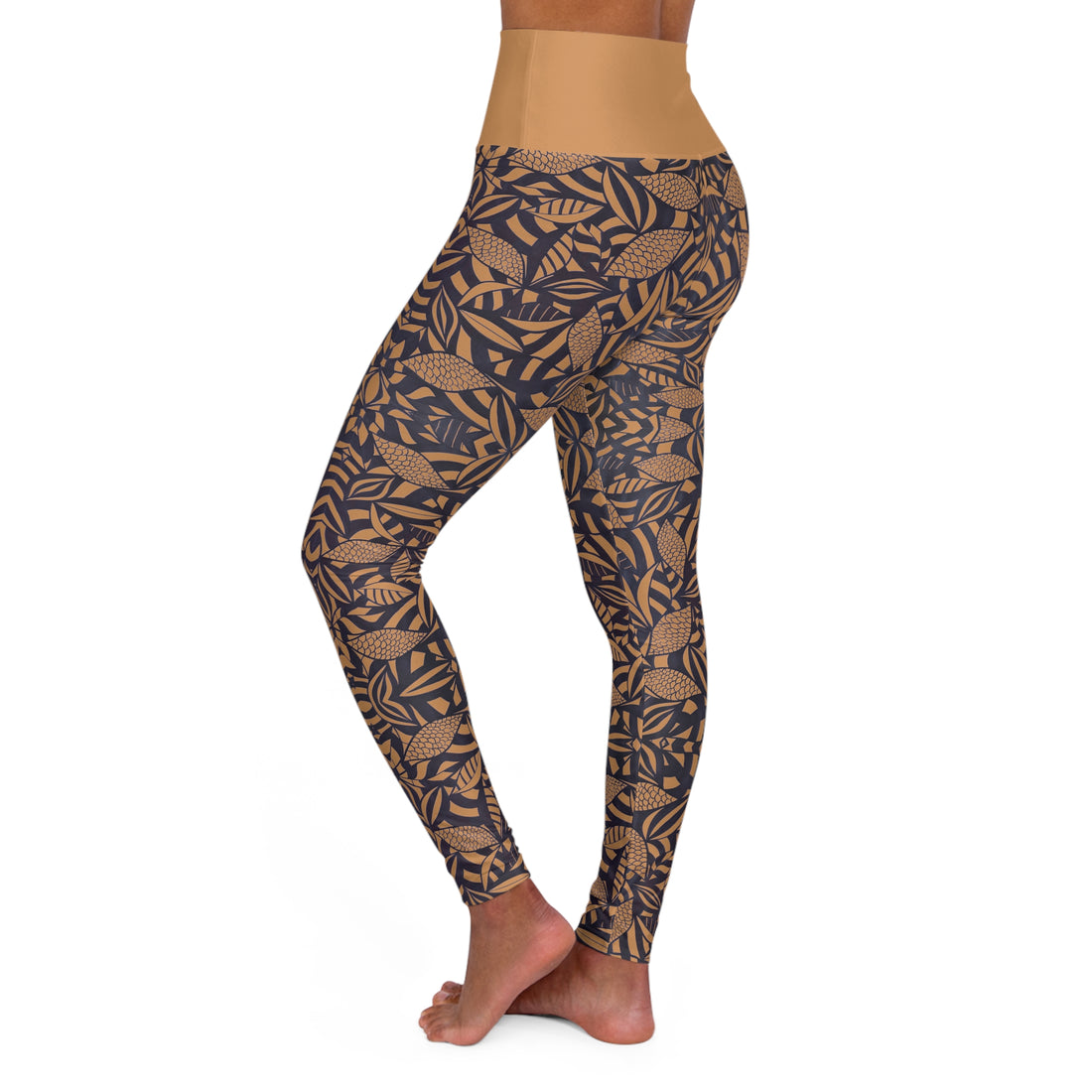 Mocha Tropical Minimalist Yoga Leggings
