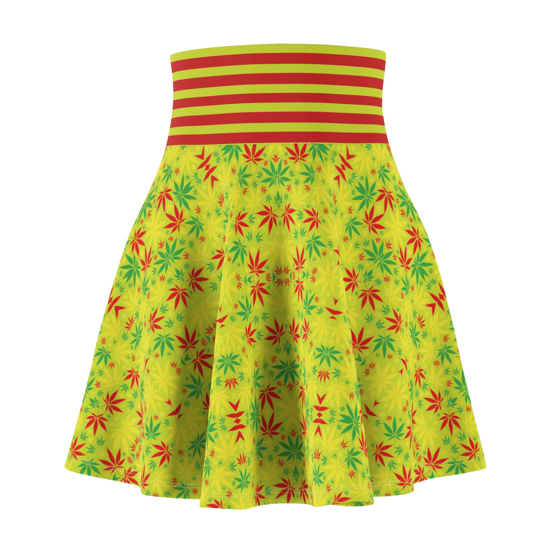 Lime Tropical Rasta Toned Skater Skirt