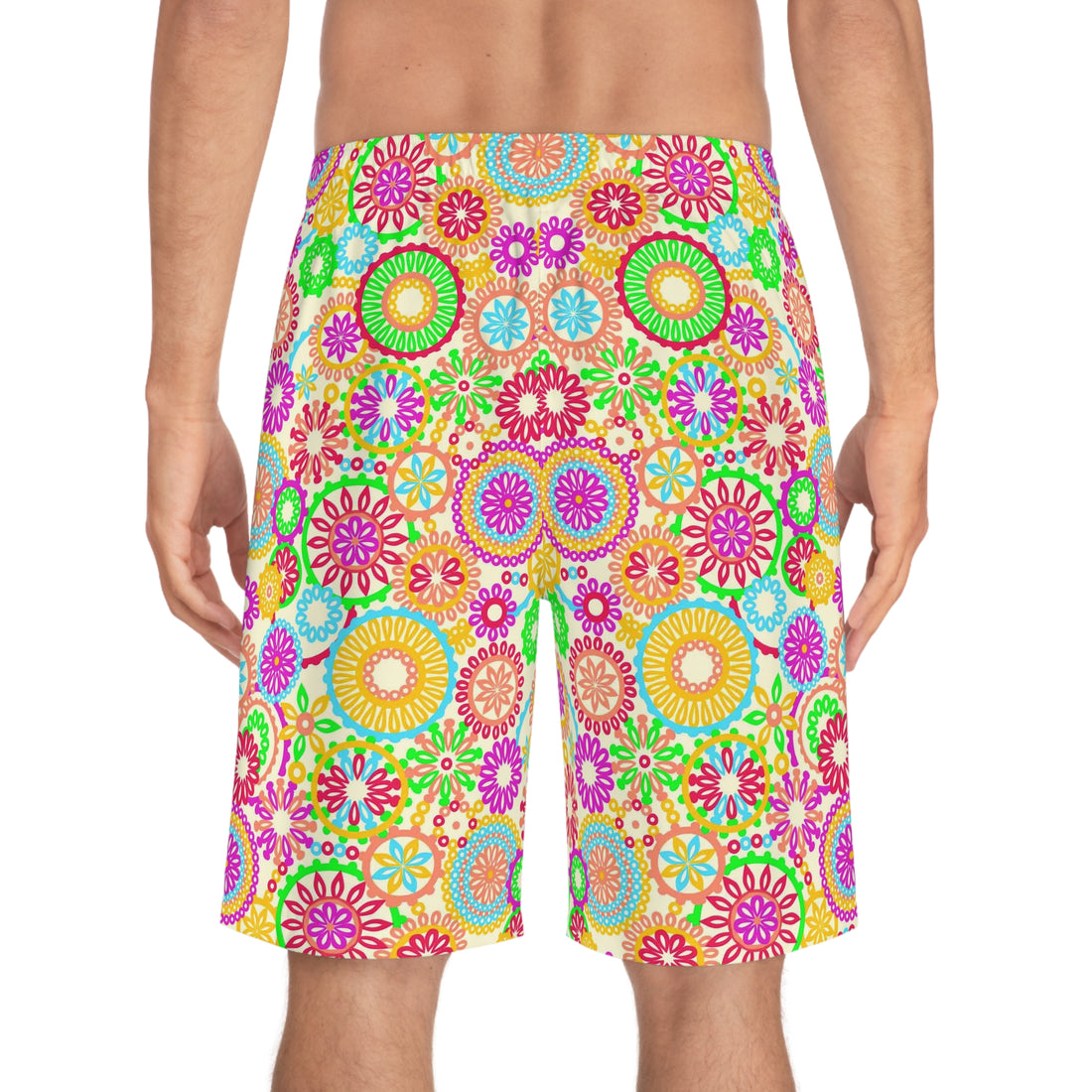 Lemon 70's Vibe Men's Board Shorts (AOP)