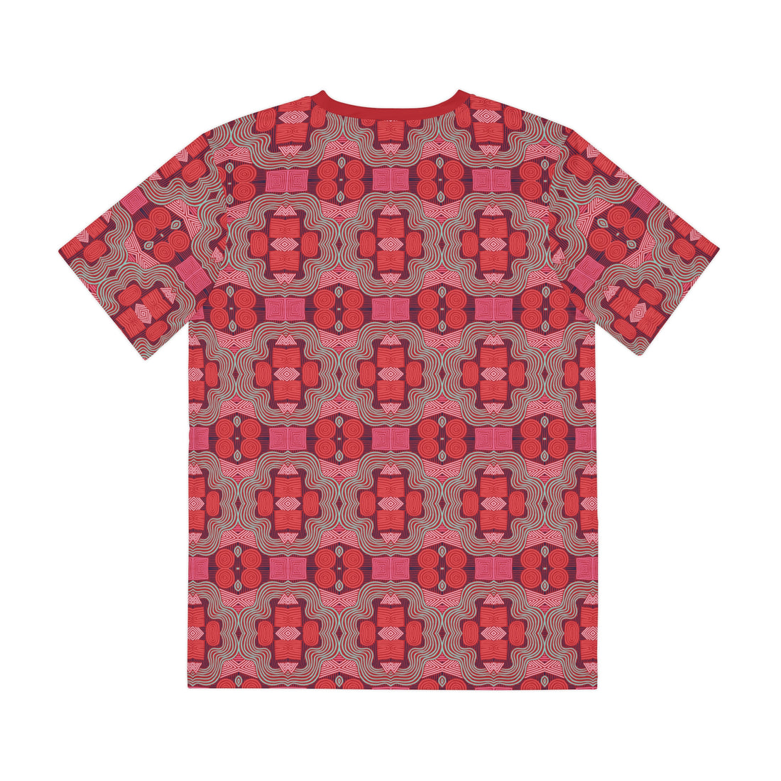 Red Geometric Print Men's Polyester Tee (AOP)