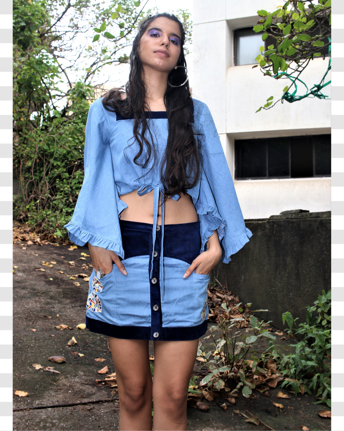 Premium Ethical Cotton Denim Machine Embroidered Co-ord Set