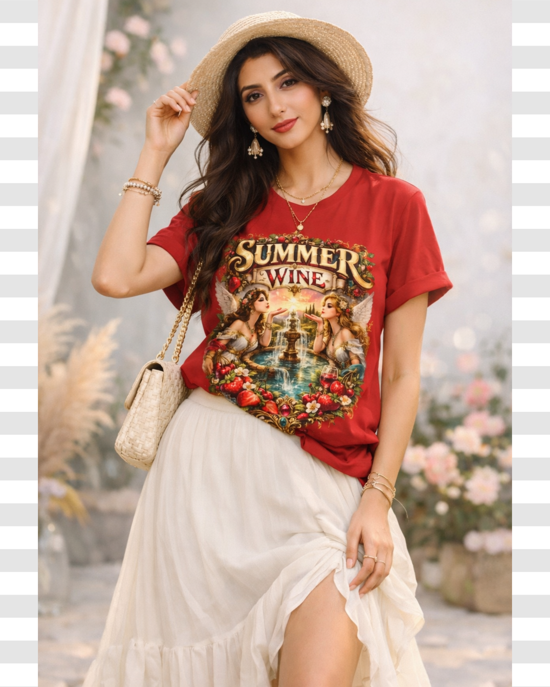 Summer Wine Vintage Renaissance Angel Aesthetic Graphic Cotton Women's Tee