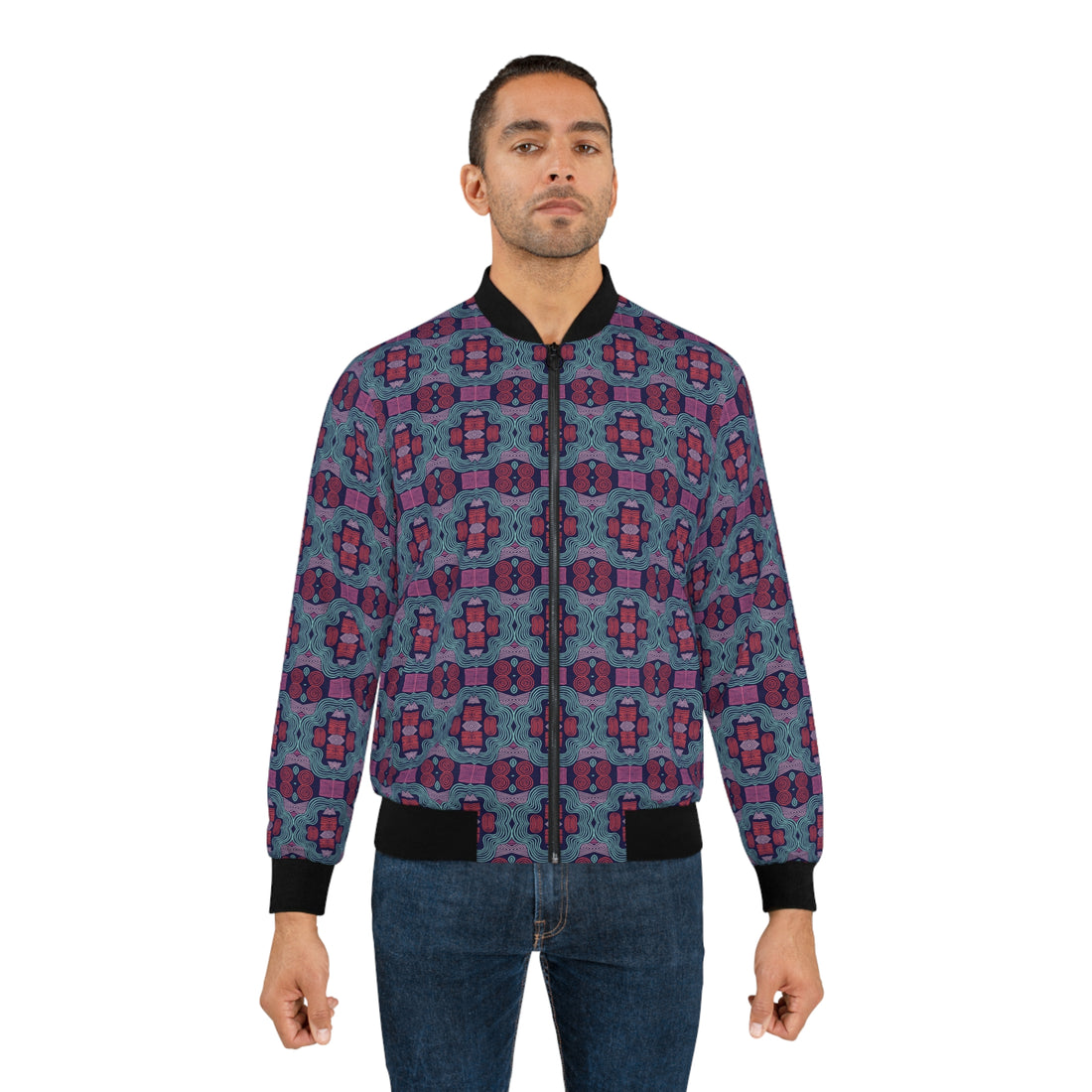 Ink Geometric Print Men's Bomber Jacket