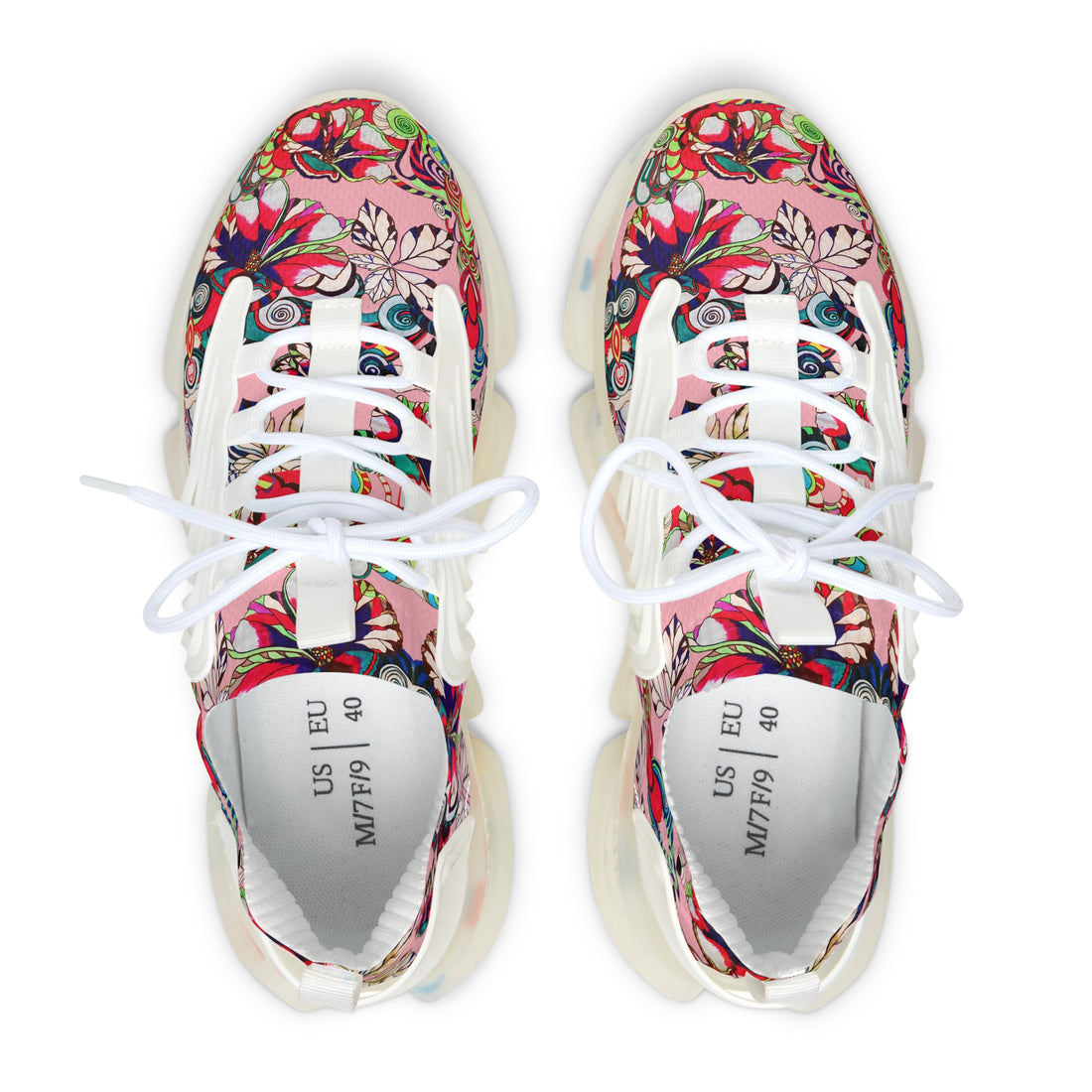 Blush Floral Pop OTT Women's Mesh Knit Sneakers