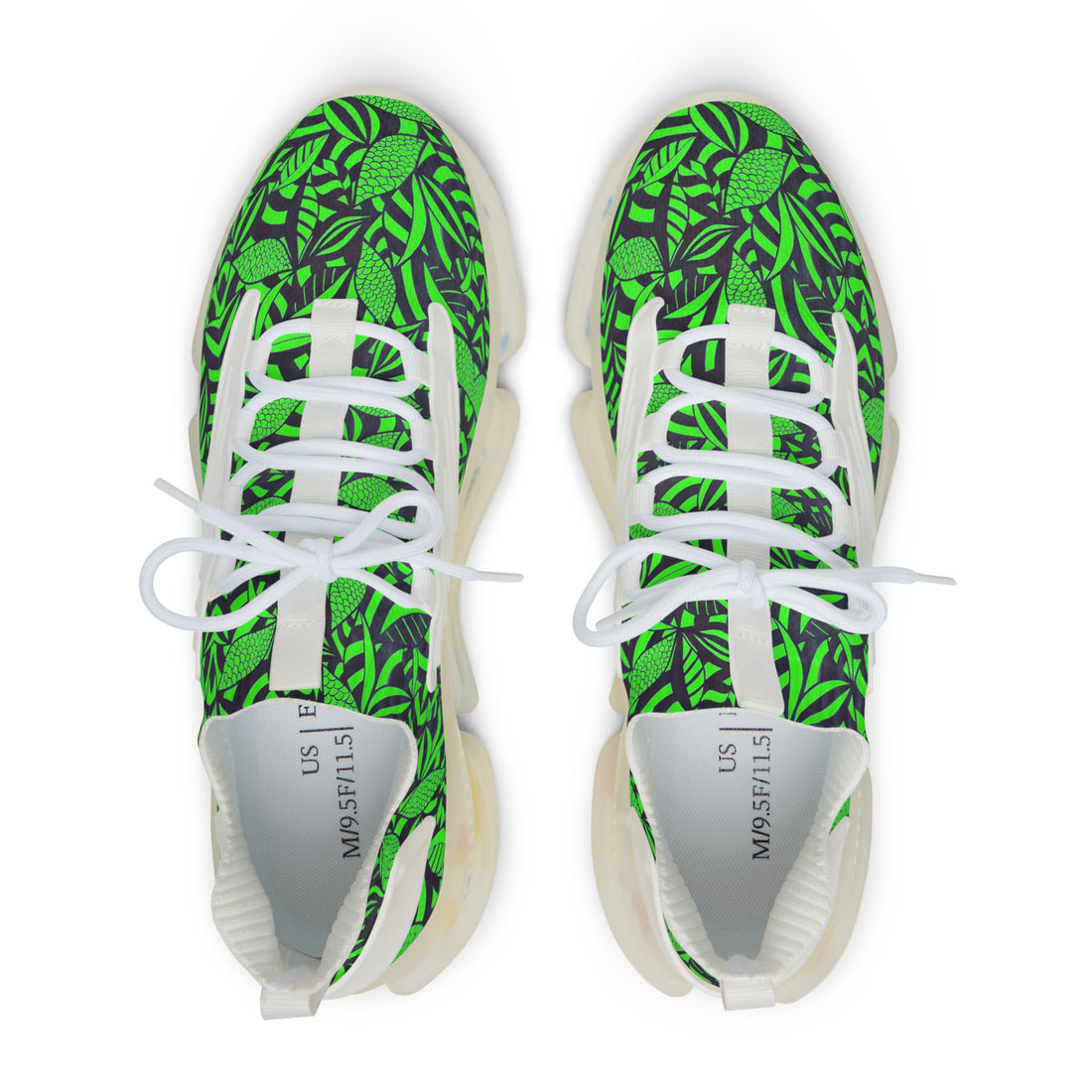 Neon Green Tropical Minimalist OTT Men's Mesh Knit Sneakers