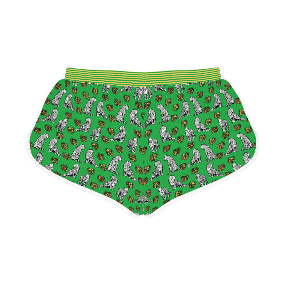 Lawn Green Cheetah Hearts Relaxed Shorts