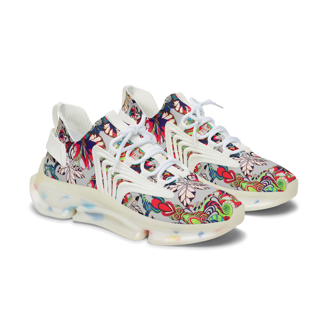 Slate Floral Pop OTT Women's Mesh Knit Sneakers