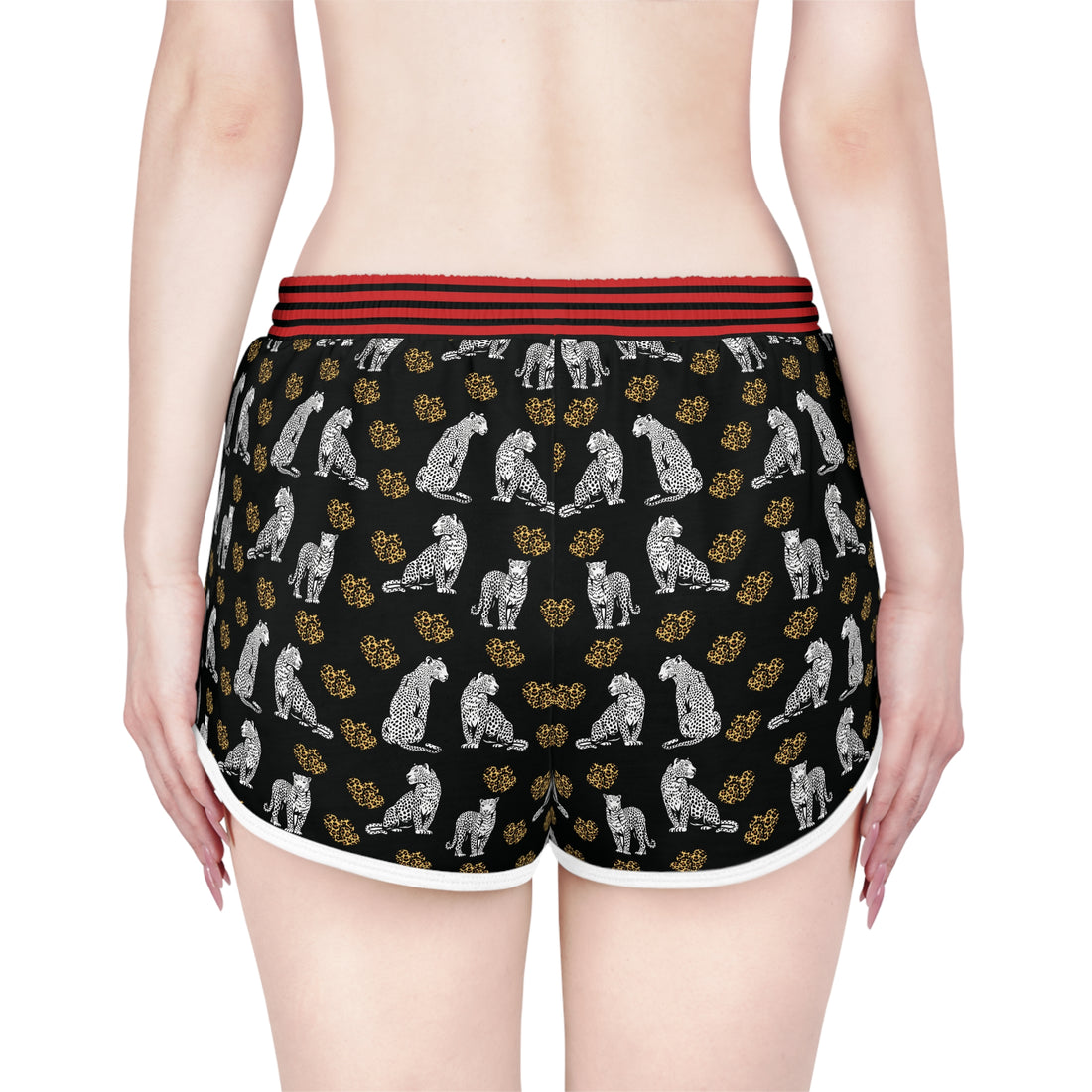 Black Cheetah Hearts Relaxed Shorts