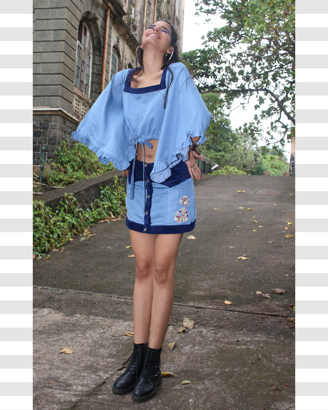 Premium Ethical Cotton Denim Machine Embroidered Co-ord Set