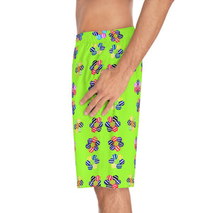 Lime Geo Candy Floral Men's Board Shorts (AOP)