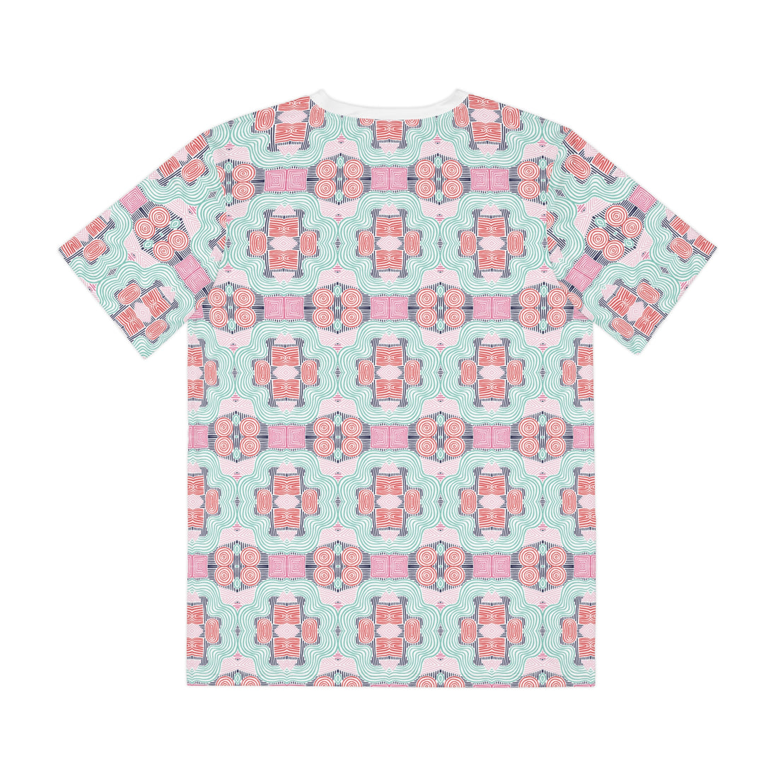 White Geometric Print Men's Polyester Tee (AOP)