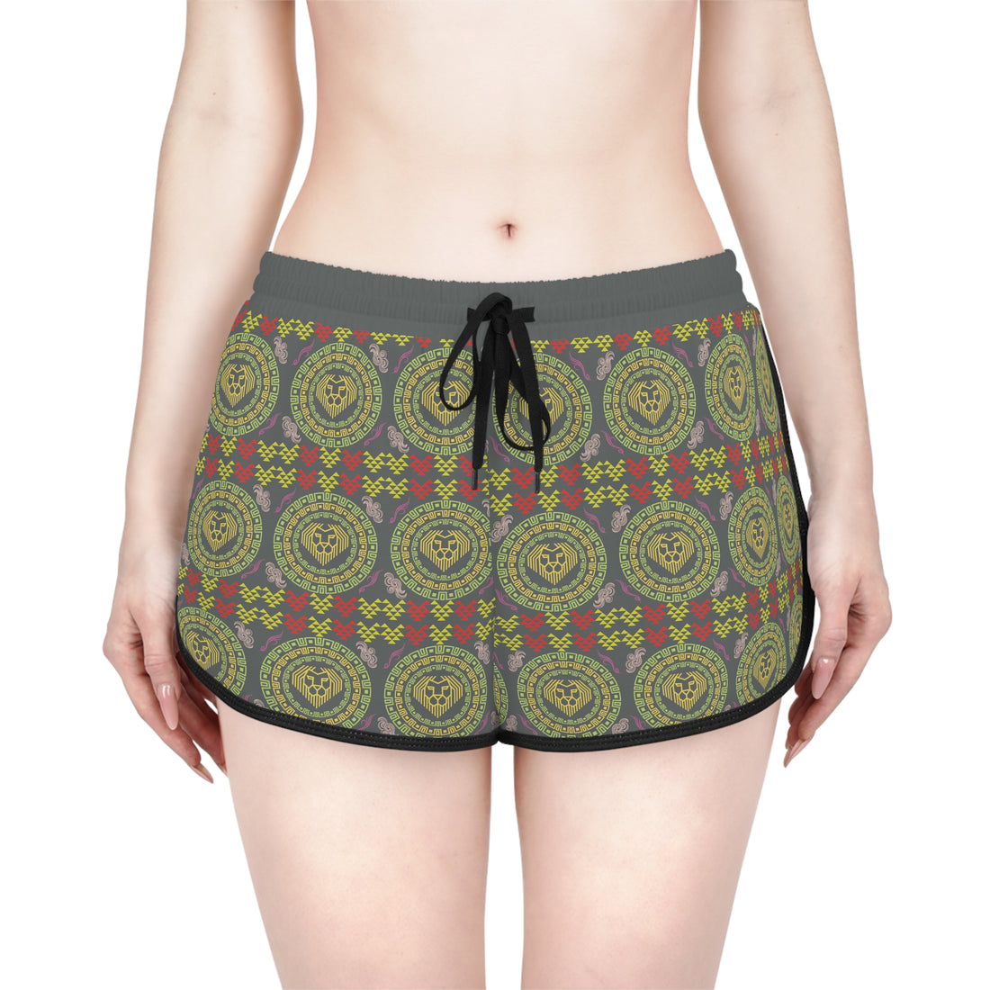 Ash Geo Lion Head Relaxed Gym Shorts