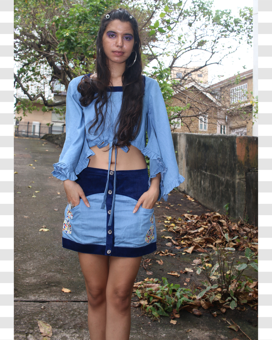 Premium Ethical Cotton Denim Machine Embroidered Co-ord Set