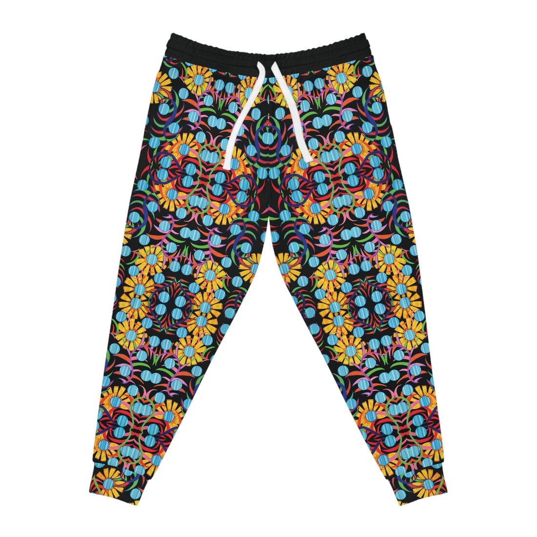 Black AOP Sunflower Print Joggers