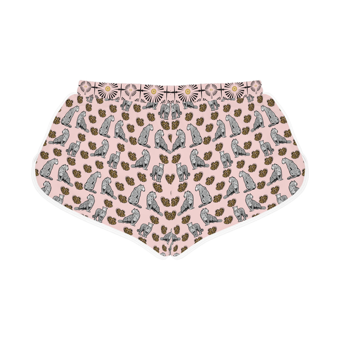 Pale Pink Cheetah Hearts Relaxed Shorts