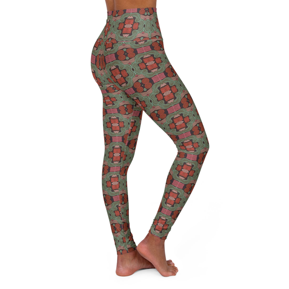 Brown Geometric Print Yoga Leggings