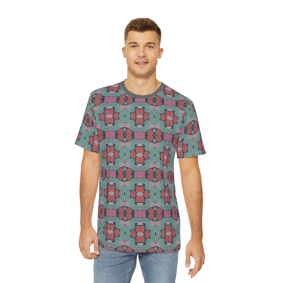 Ash Geometric Print Men's Polyester Tee (AOP)