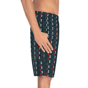Bottle Green Star Print Men's Board Shorts (AOP)