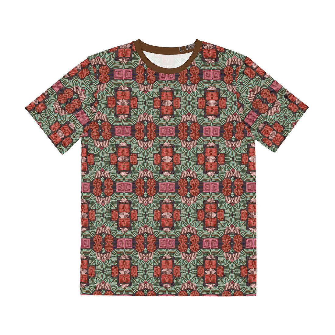 Brown Geometric Print Men's Polyester Tee (AOP)