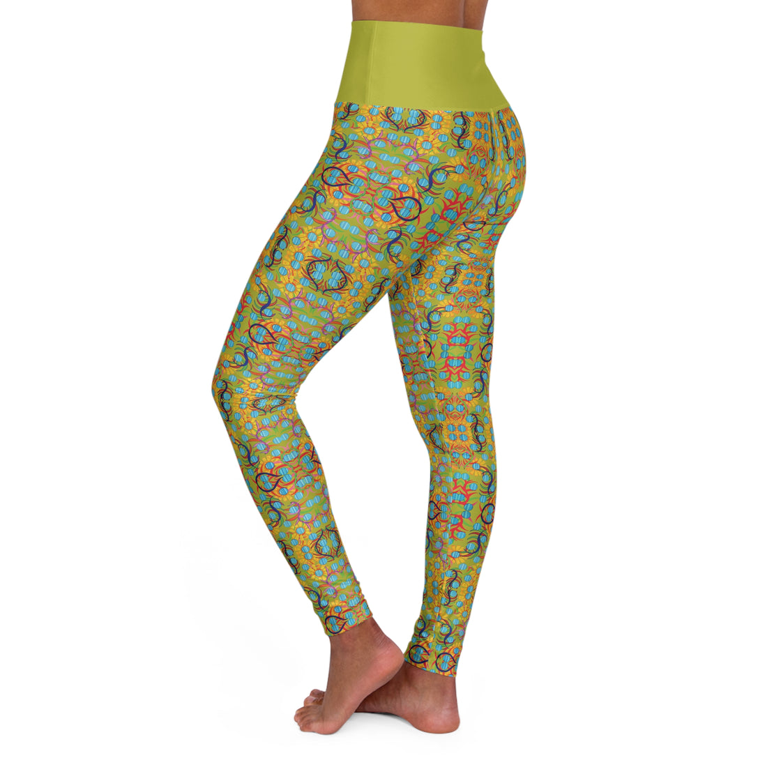 Olive Glow Sunflower Yoga Leggings