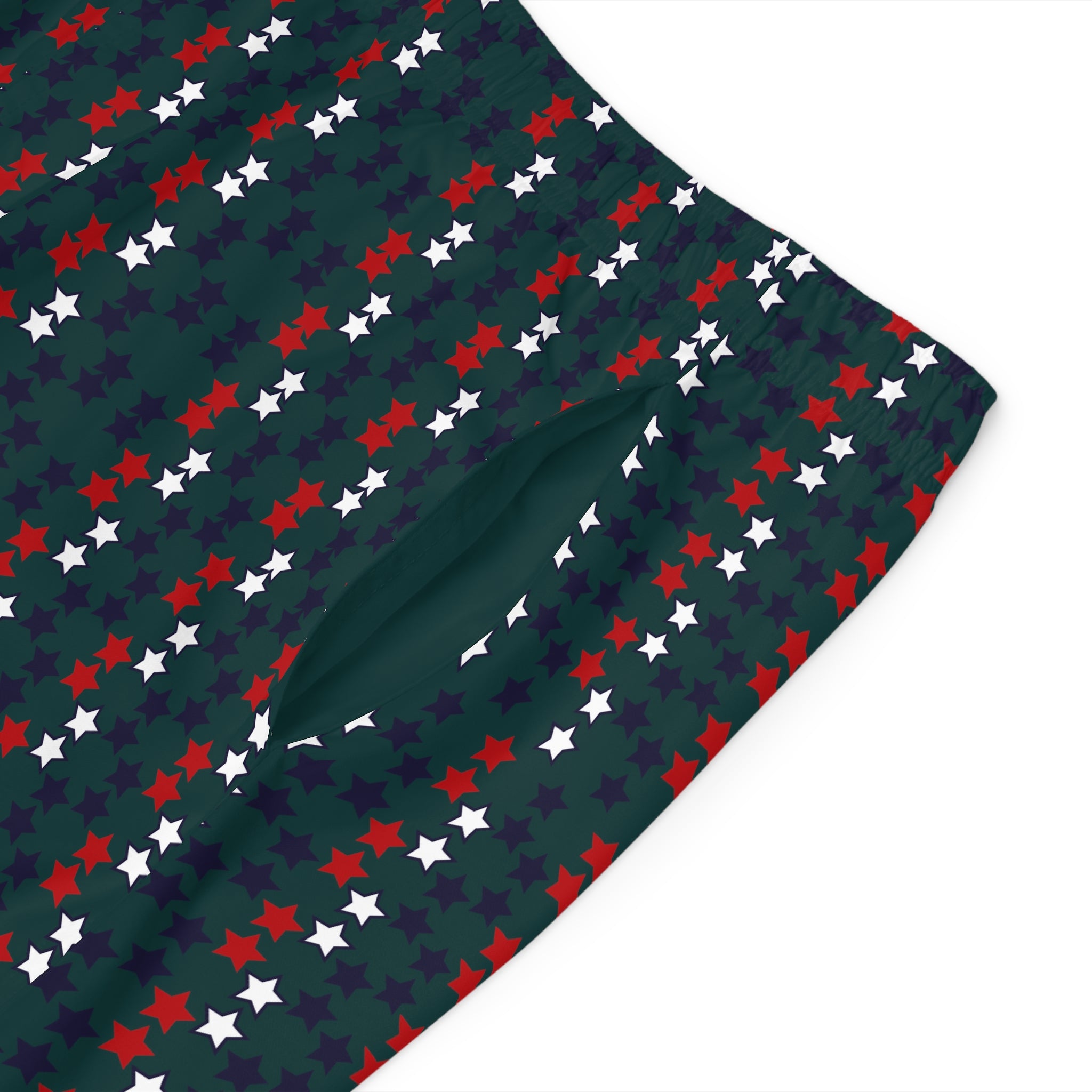 Bottle Green Star Print Men's Board Shorts (AOP)