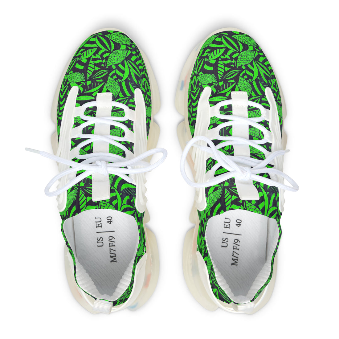 Neon Green Tropical Minimalist OTT Women's Mesh Knit Sneakers