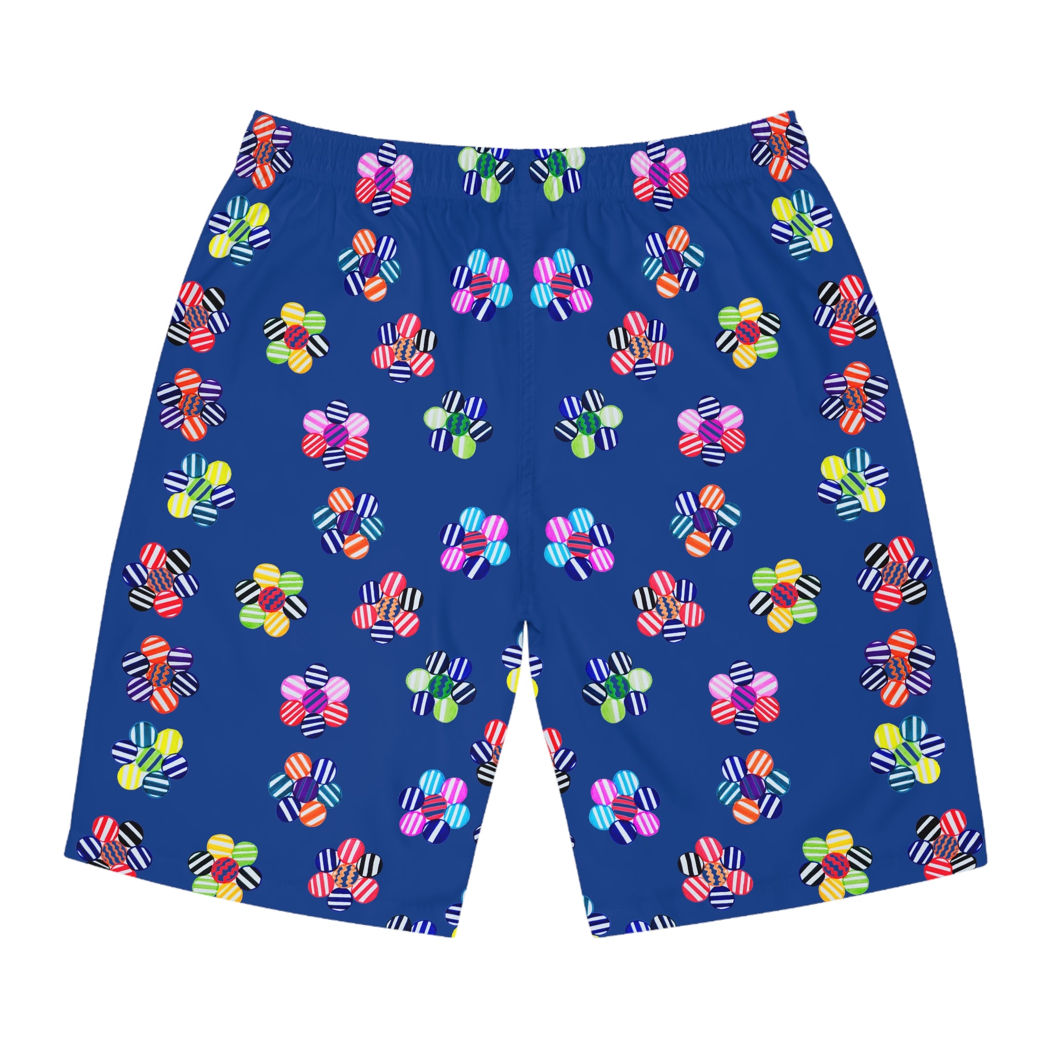 Royal Ble Geo Candy Floral Men's Board Shorts (AOP)
