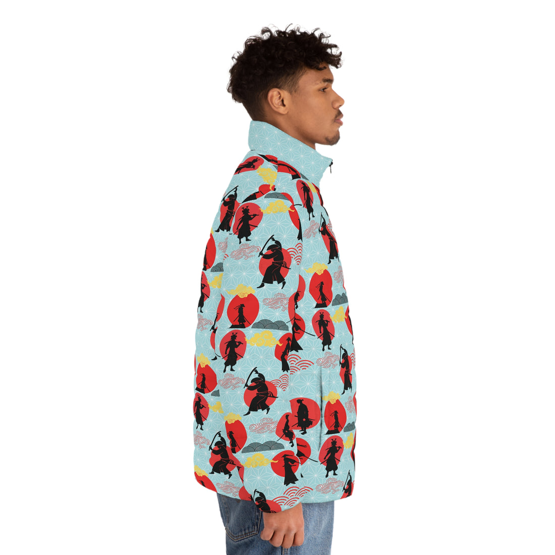 Icy Blue Samurai Men's Puffer Jacket