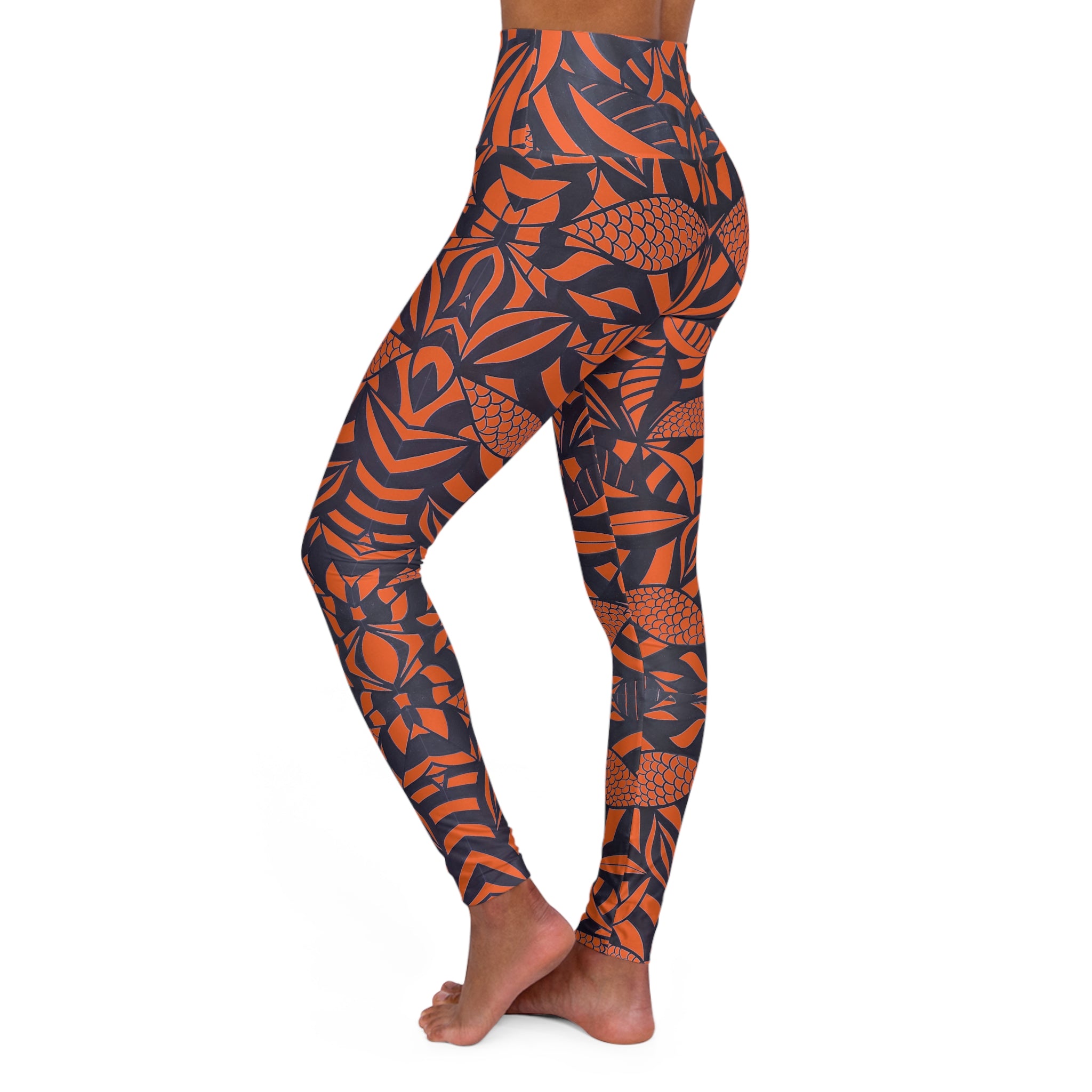 Orange Tropical Minimalist Yoga Leggings