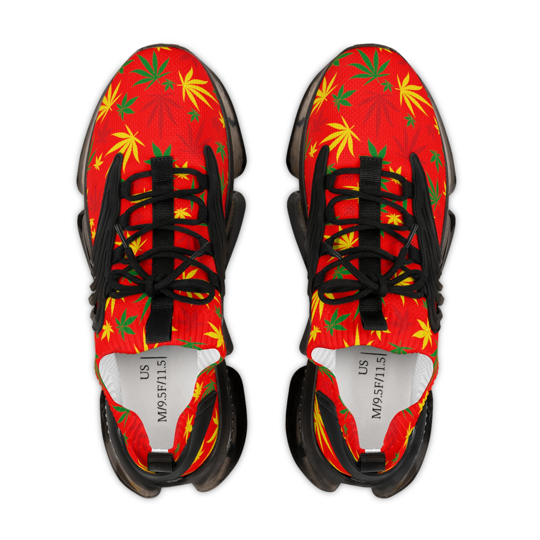 Red Tropical Rasta Toned Men's Mesh Knit Sneakers