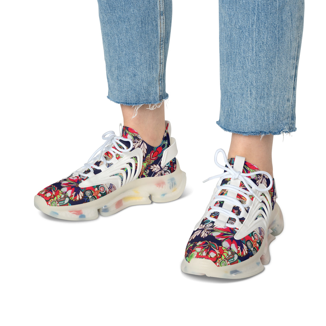 Ink Floral Pop OTT Women's Mesh Knit Sneakers