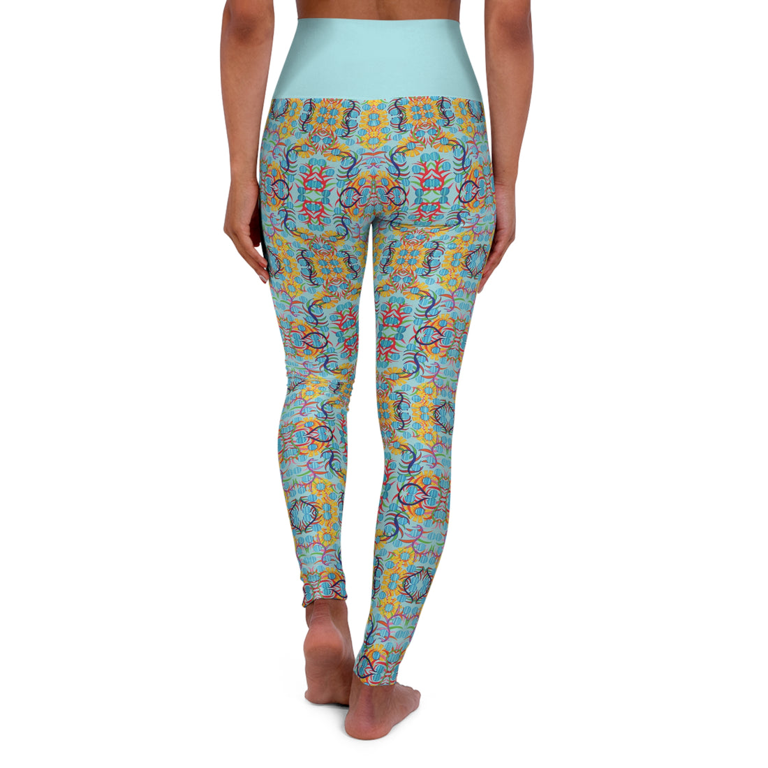 Icy Blue Sunflower Yoga Leggings