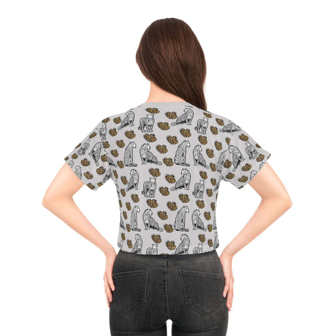 Slate Cheetah Hearts AOP Crop Tee
