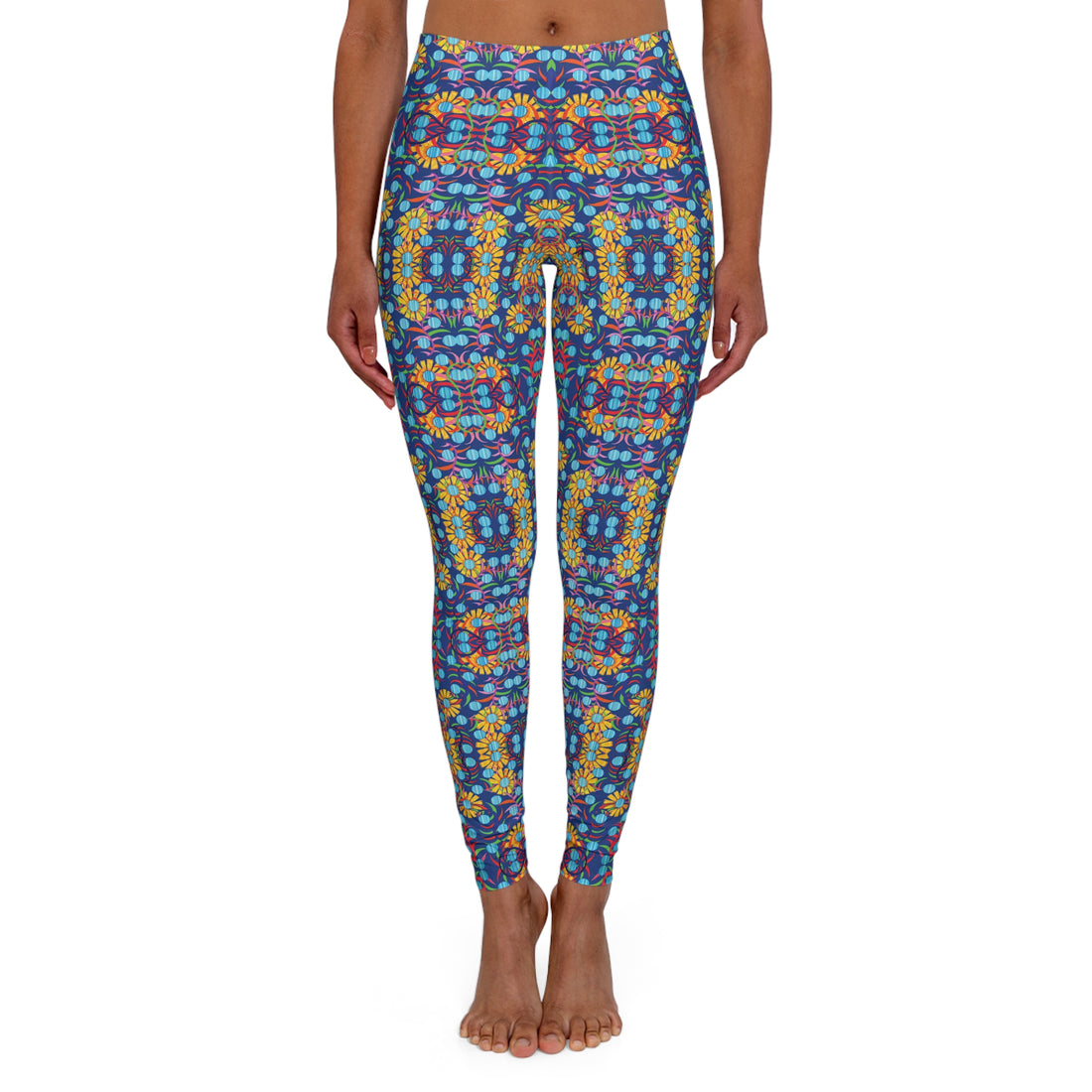 Blue Sunflower Spandex Leggings